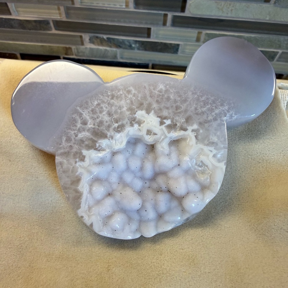 Mickey Mouse Shaped Druzy Agate Crystal Gemstone Carving